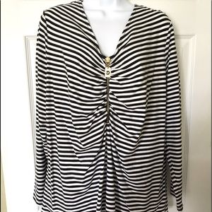 NWT Michael Kors black and white striped top